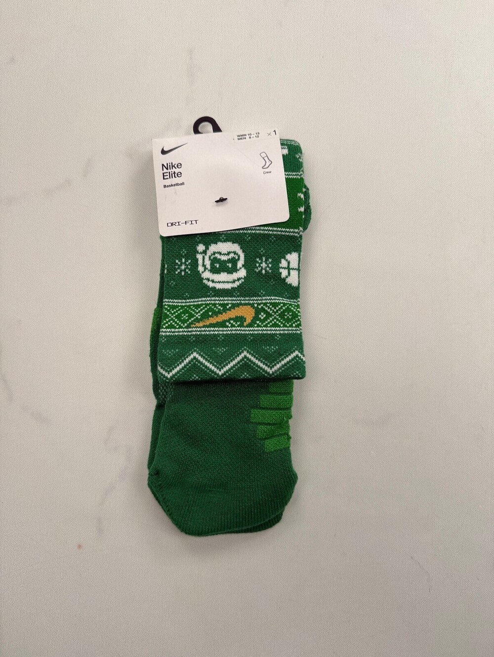 Nike Elite Fair Isle Crew Socks Green Recent Fair Isle Winter Holiday - L